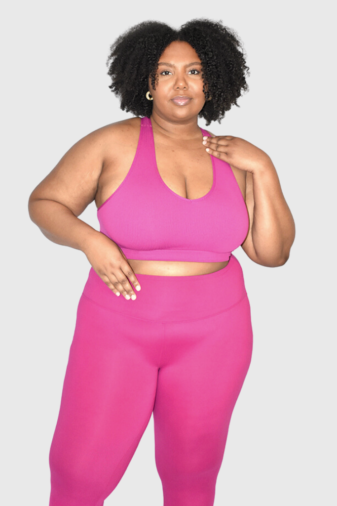 (Plus) Ribbed Cropped Tank Magenta
