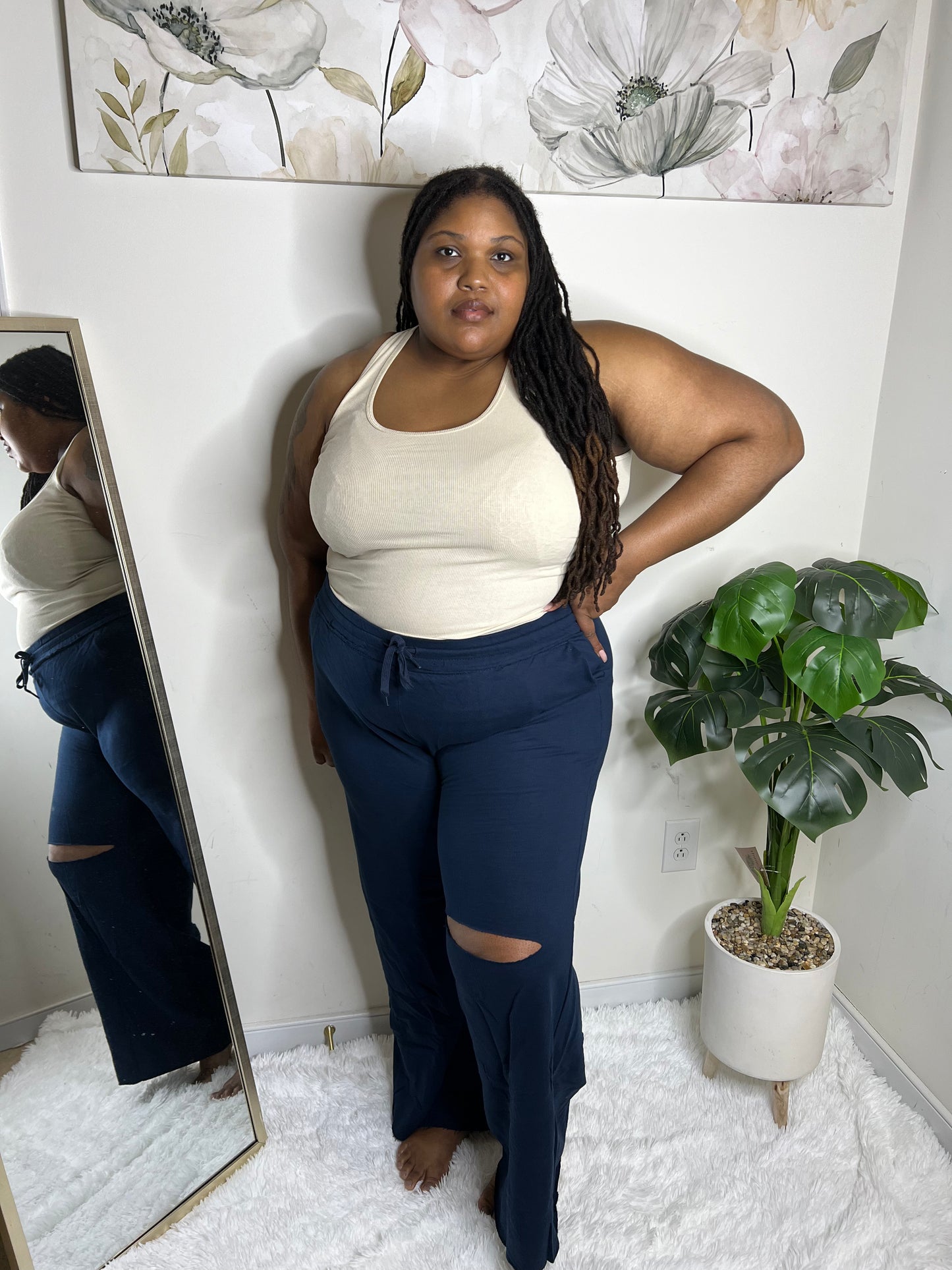 (Plus) French Terry Sweatpants (Navy)