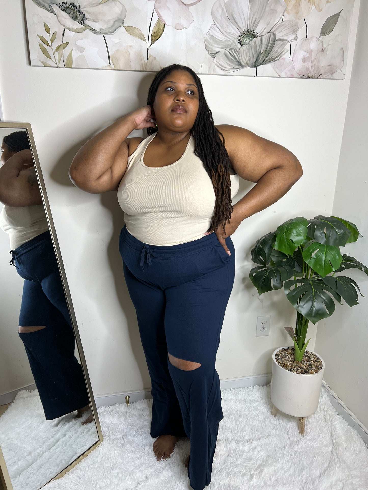 (Plus) French Terry Sweatpants (Navy)