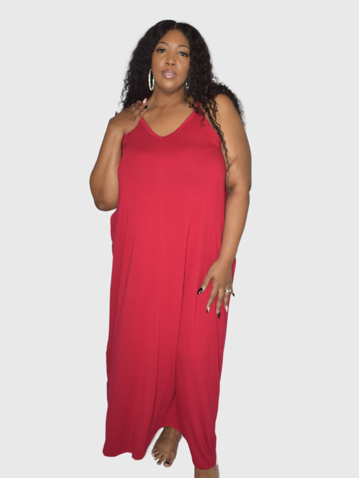 (Plus) Cami Maxi Dress with Pockets