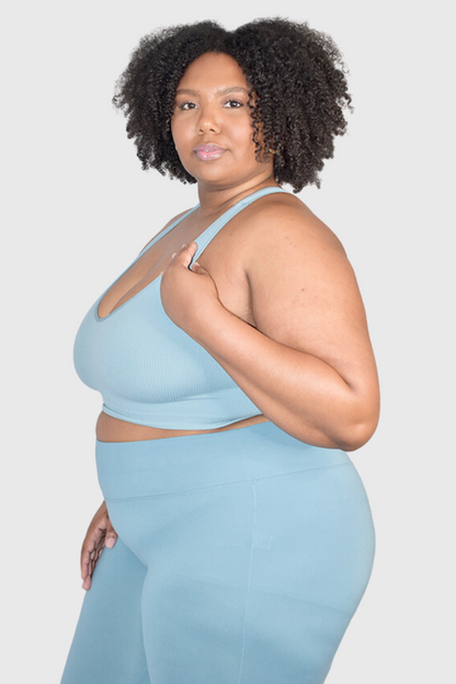 (Plus) Ribbed Cropped Tank Dusty Teal