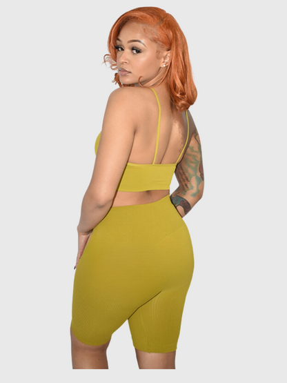 Seamless Ribbed Biker Set