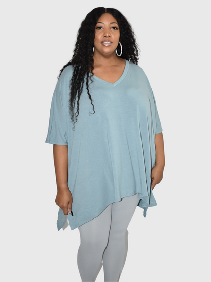 (Plus) Oversize V-Neck Top