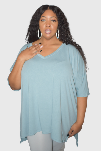(Plus) Oversize V-Neck Top