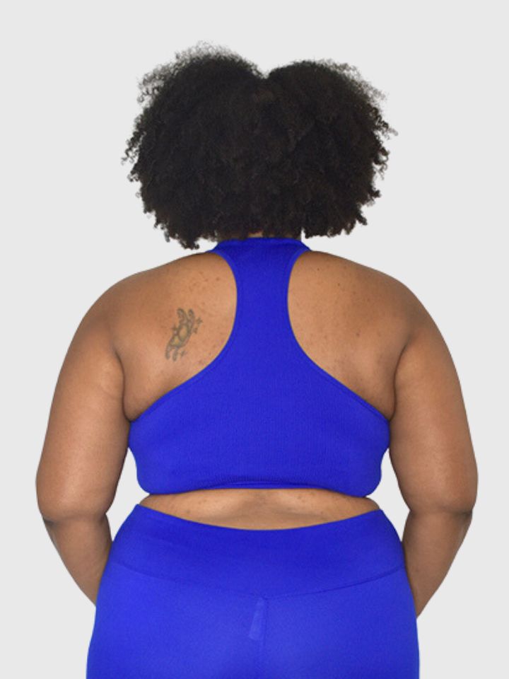 (Plus) High Neck Ribbed Cropped Tank