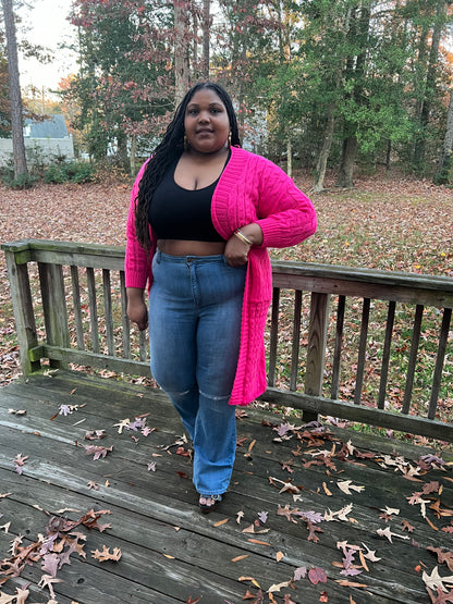 The All-Day Knit Cardigan (Hot Pink)
