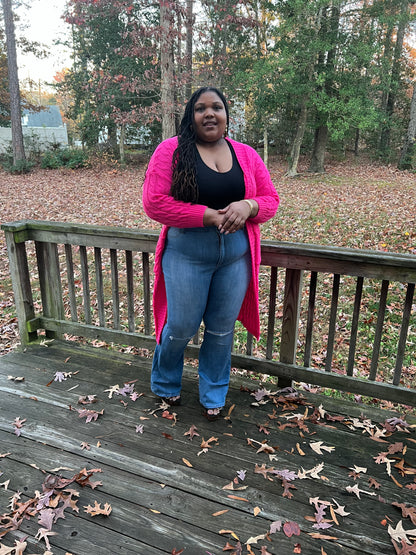 The All-Day Knit Cardigan (Hot Pink)