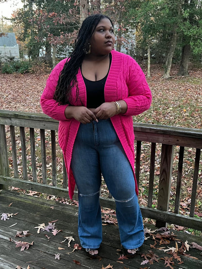 The All-Day Knit Cardigan (Hot Pink)
