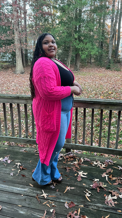 The All-Day Knit Cardigan (Hot Pink)