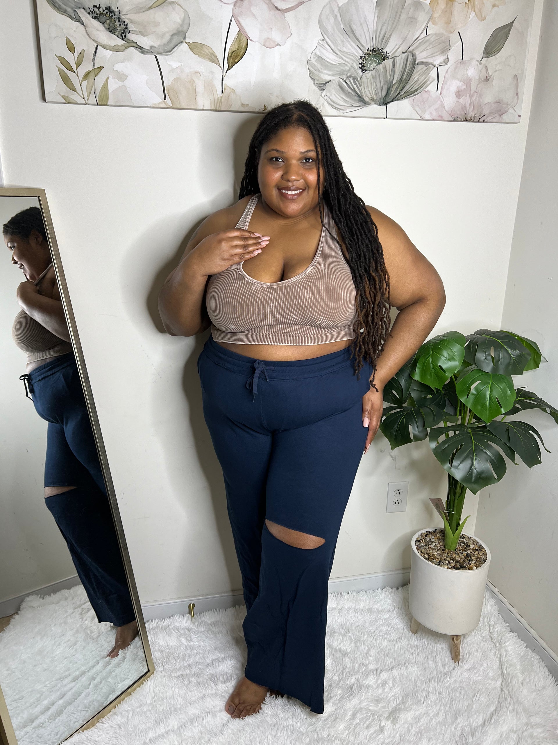 Plus) French Terry Sweatpants (Navy) – Essence of Noire