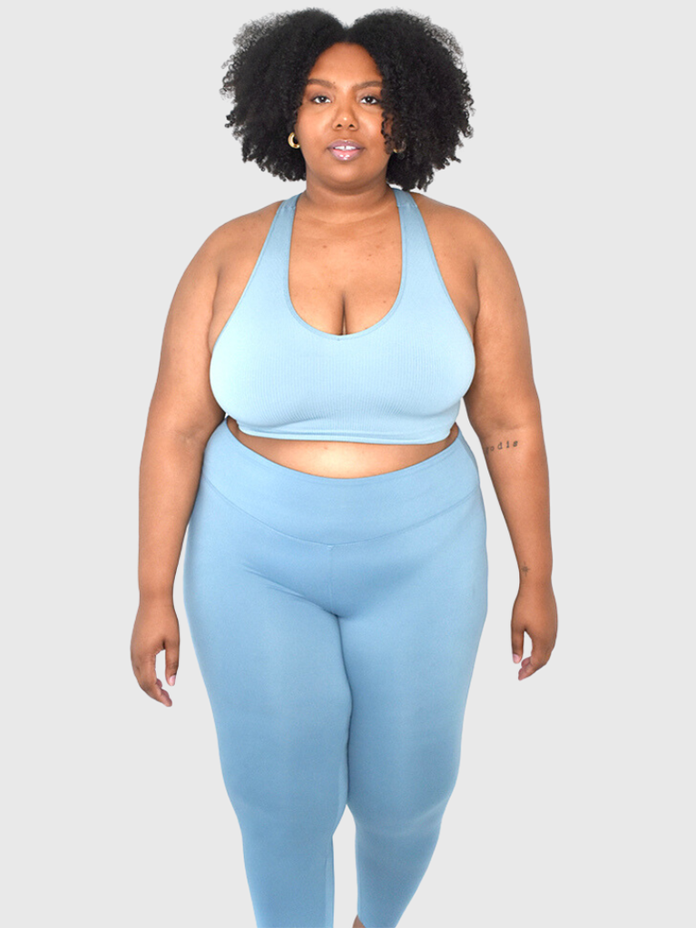 (Plus) Ribbed Cropped Tank Dusty Teal
